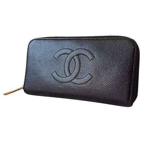 chanel monaco black leather wallet